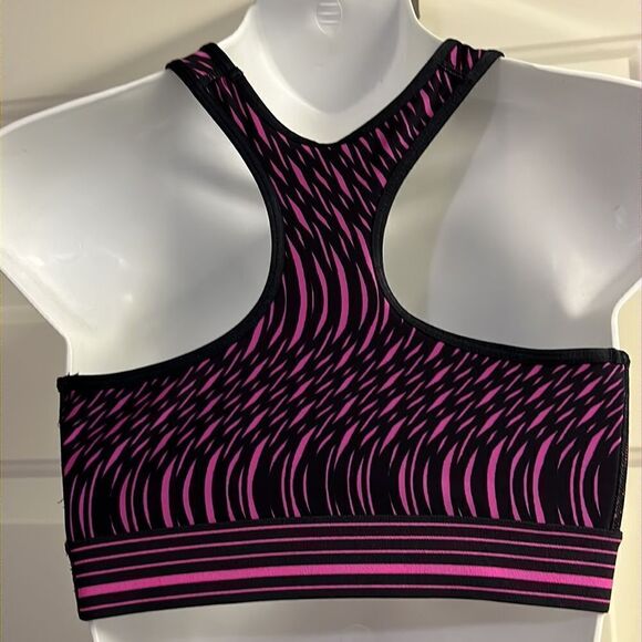 Under Armour Black/Pink Abstract Design Compression HeatGear Sports Bra- Medium - Picture 5 of 9